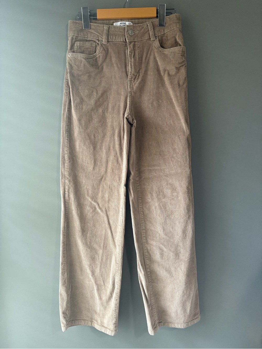 Ardene High Rise Wide Leg Corduroy Pants Beige/Taupe Size 01 - Picture 2 of 8